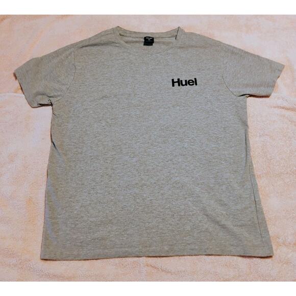 Mens HUEL Gray 2XL Short Sleeve Crewneck T-Shirt Cotton Blend - Picture 1 of 5